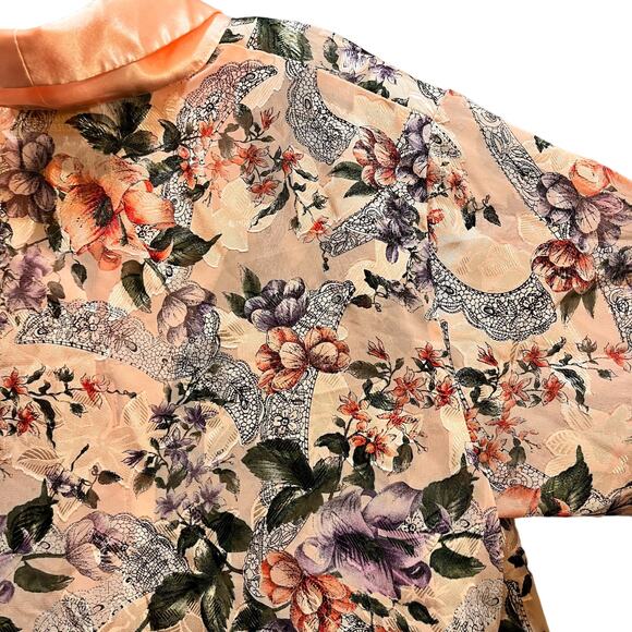 Vintage Victoria Secret Gold Label  Floral Pink Pajama Sleep Top - Picture 10 of 12